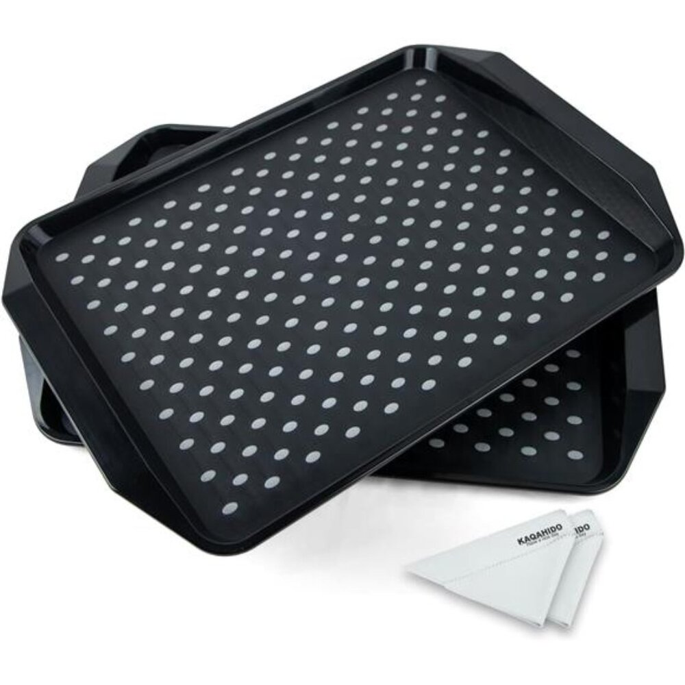 Large Non Slip Serving Tray TV Lap Tray Set of 2 Plastic Food Carrying Couch